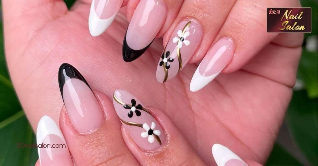 30 Stunning Black Acrylic Nail Ideas You Need to Try for Every Occasion 5 Black and White Nail Art
