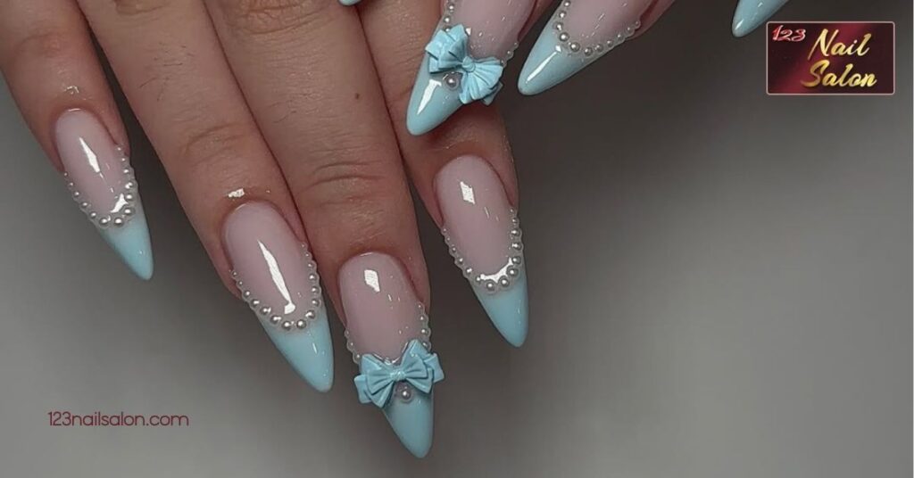 20 Stunning Blue Nail Ideas to Elevate Your Style All Year Round 3 Blue French Tips