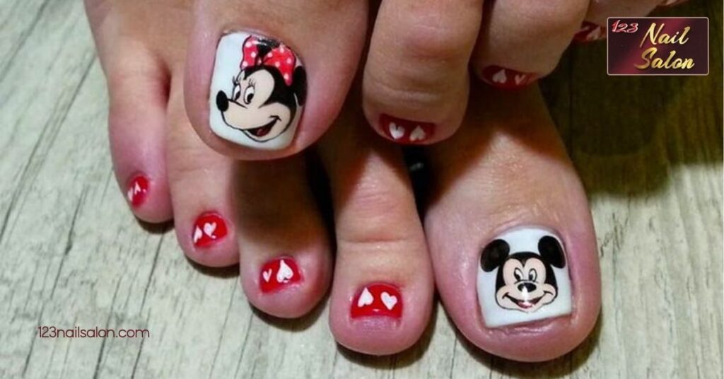 10 Stunning Toe Nail Art Ideas to Elevate Your Summer Pedicure Style 6 Cartoon Characters