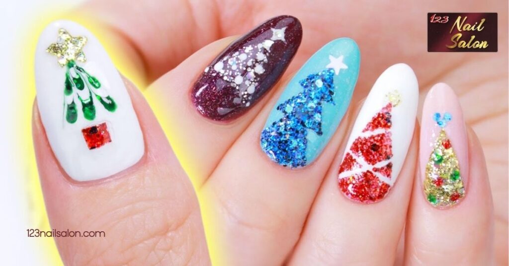 10 Creative Holiday Nail Ideas to Shine Bright at Your Next Festive Gathering 8 Christmas Tree Nail Art