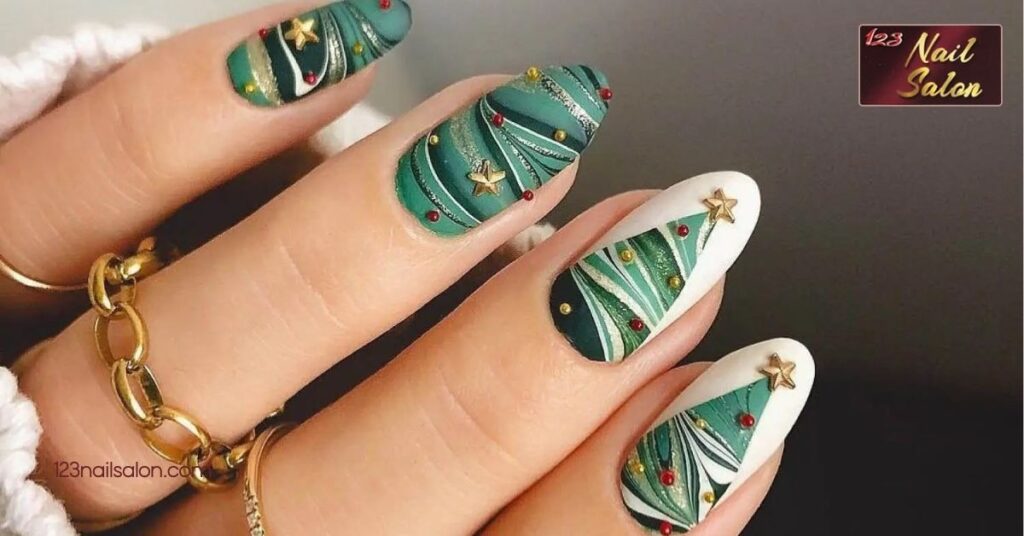 30 Festive Nail Art Ideas for Christmas to Spark Your Holiday Spirit 3 Christmas Tree Nail Art Techniques