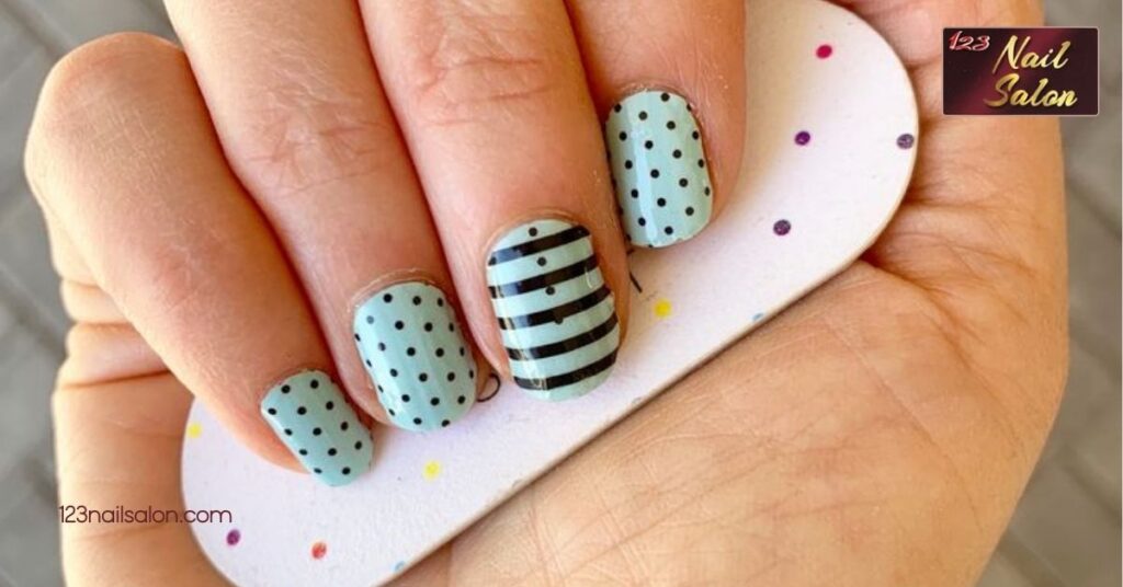 15 Creative DIY Nail Ideas to Show Off Your Unique Style and Save Money 3 Colorful Dots and Stripes
