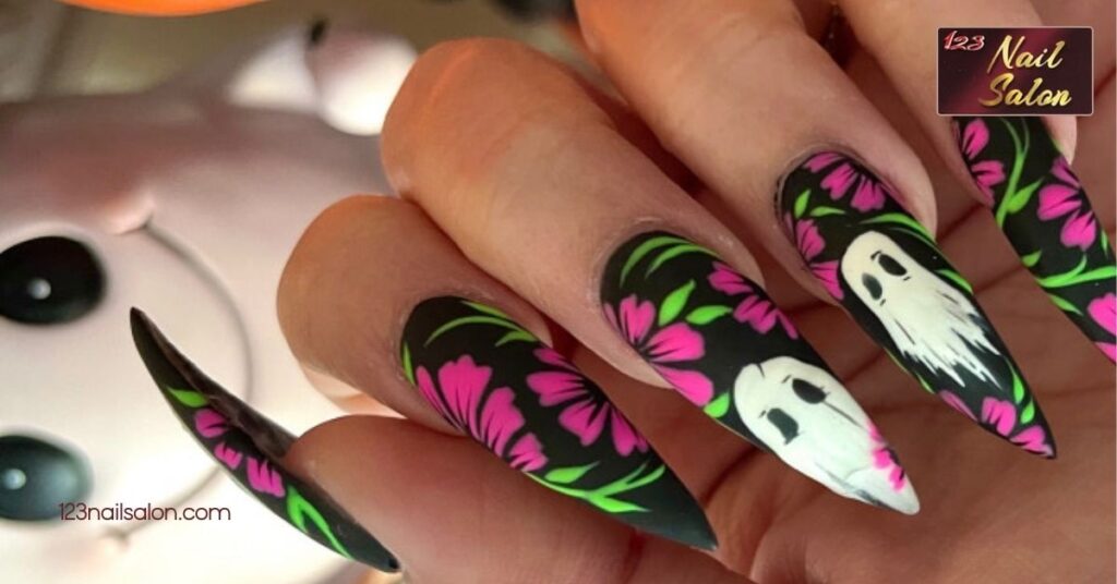 50 Spooktacular Halloween Nail Art Ideas to Get You in the Festive Spirit 12 Dark Floral Halloween Designs