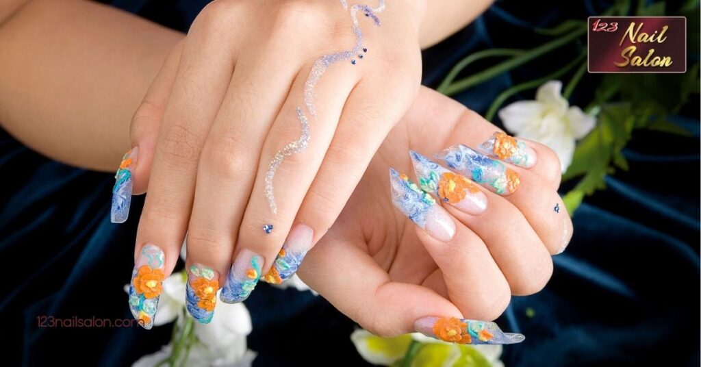 Stunning Blue Nail Design Ideas: From Ombre to Floral for Every Season 6 Floral Blue Nail Designs