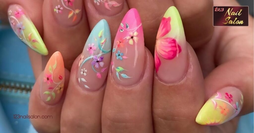 27 Stunning Medium Nail Ideas to Elevate Your Style for Every Season 4 Floral Motifs