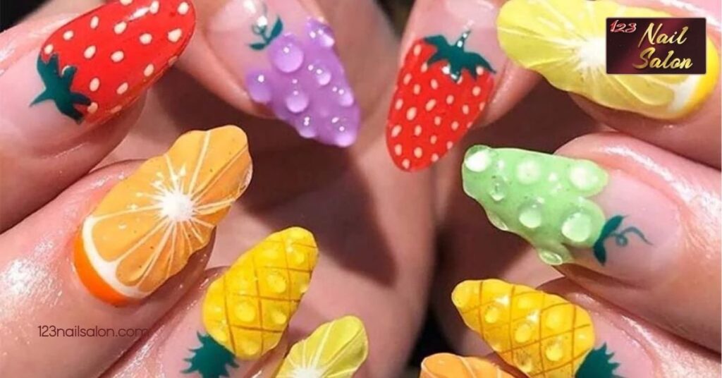 10 Trendy Summer Nail Ideas to Brighten Your Look for Every Beach Party 6 Fruit Inspired Nail Art