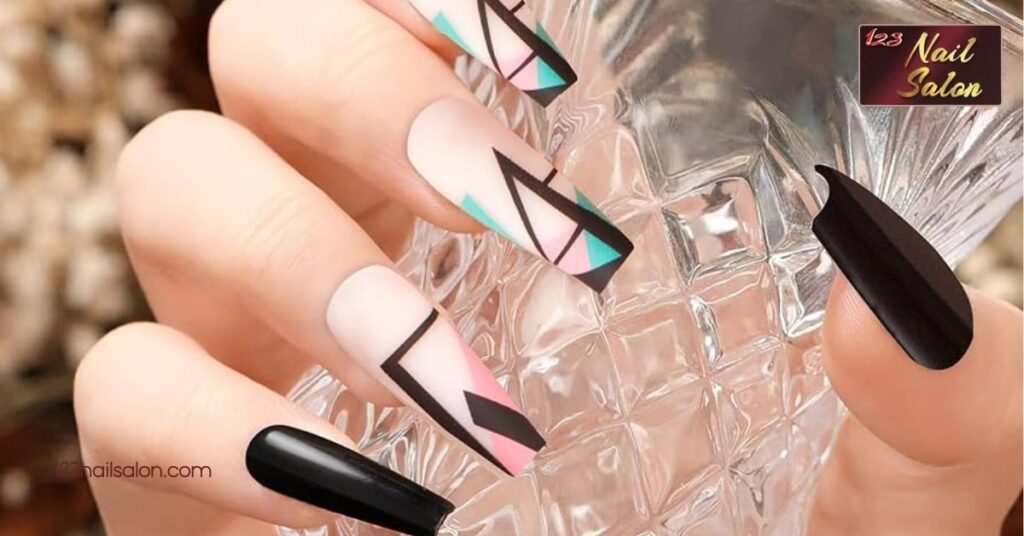 10 Stunning Ballerina Nail Ideas to Elevate Your Style for Every Occasion 6 Geometric Patterns for Ballerina Nails