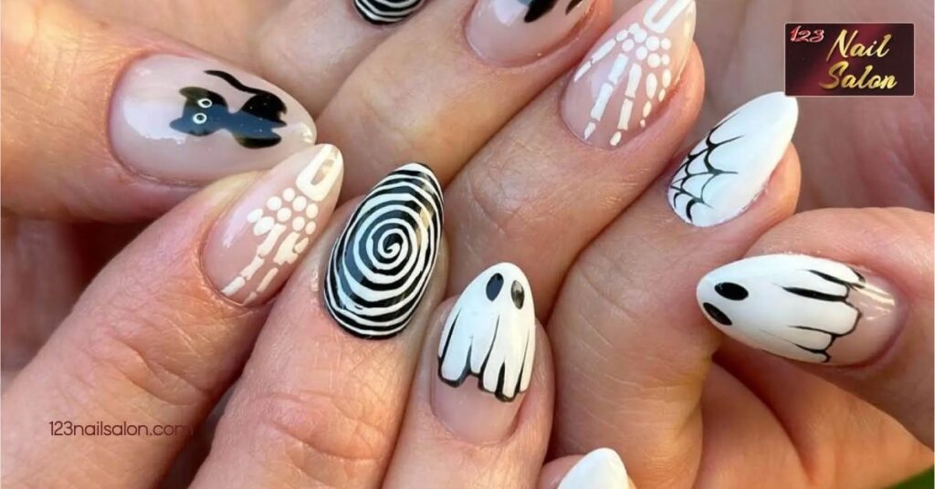 50 Spooktacular Halloween Nail Art Ideas to Get You in the Festive Spirit 3 Ghostly White Designs