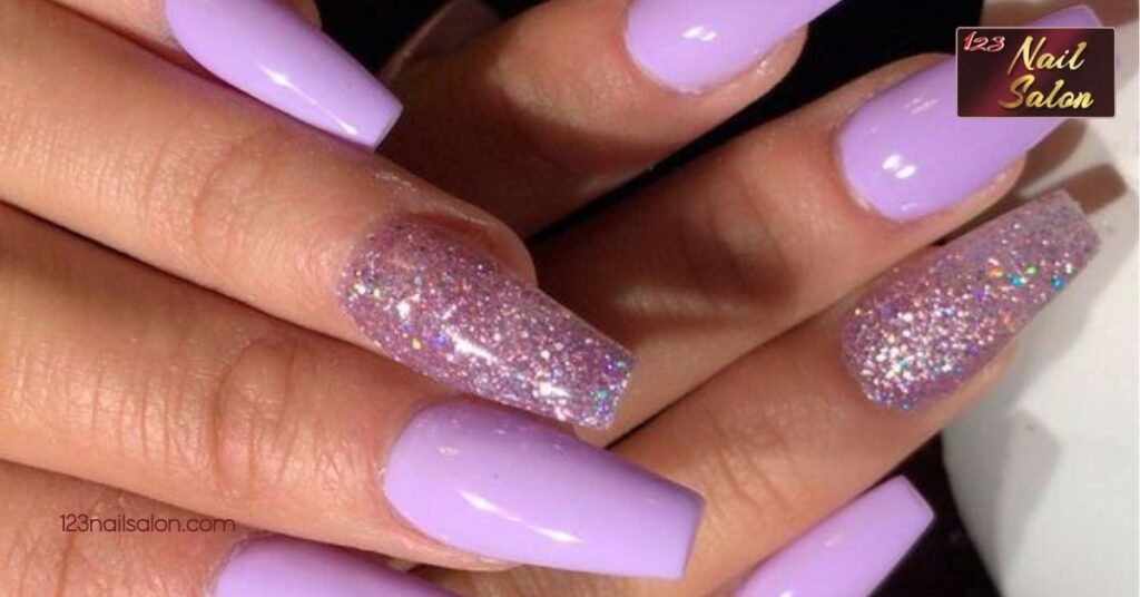 10 Stunning Lavender Nail Ideas to Elevate Your Manicure Game for Any Occasion 3 Glitter Accent Lavender Nails