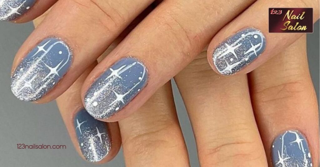 20 Stunning Blue Nail Ideas to Elevate Your Style All Year Round 8 Glittering Blue Accents