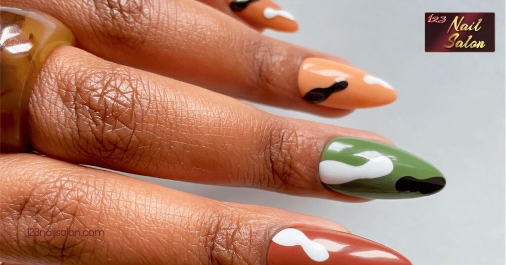 Unlock Your Creativity: 25 Stunning Camouflage Nail Ideas You Have to Try 7 Glossy Finish Camouflage Nail Ideas
