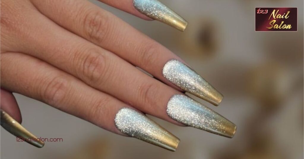30 Festive Nail Art Ideas for Christmas to Spark Your Holiday Spirit 6 Gold and Silver Glitter Designs