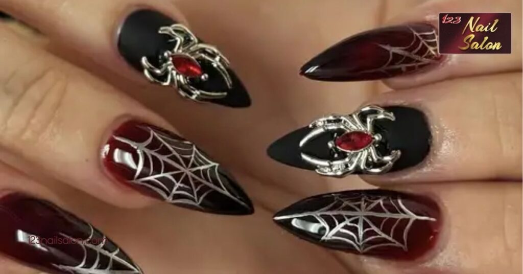 Unleash Your Dark Side: 25 Stunning Goth Nail Ideas to Elevate Your Style 8 Halloween Themed Goth Nails