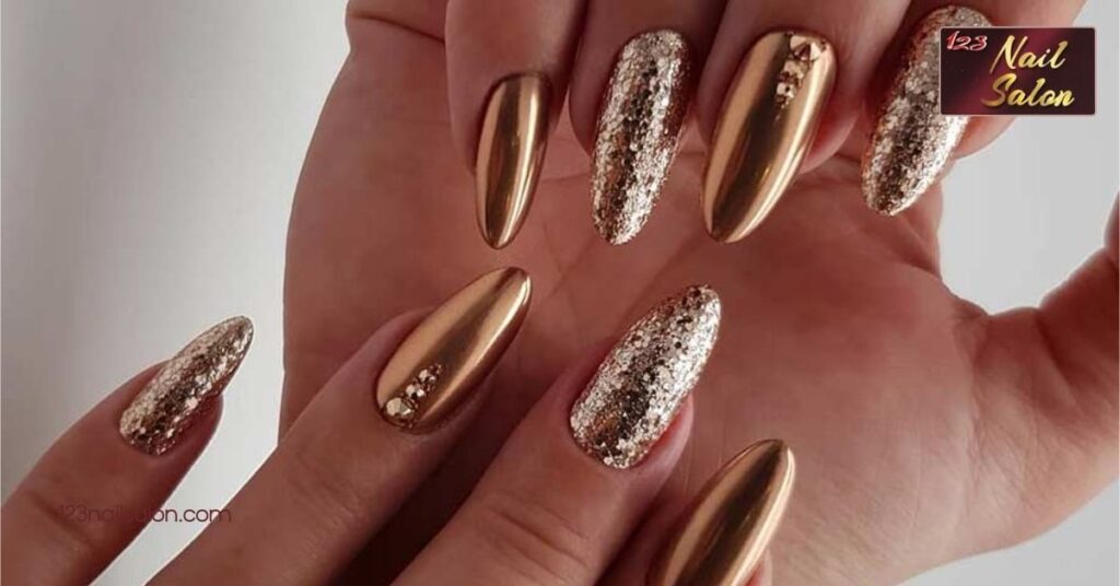 10 Creative Holiday Nail Ideas to Shine Bright at Your Next Festive Gathering 6 Metallic Gold and Silver