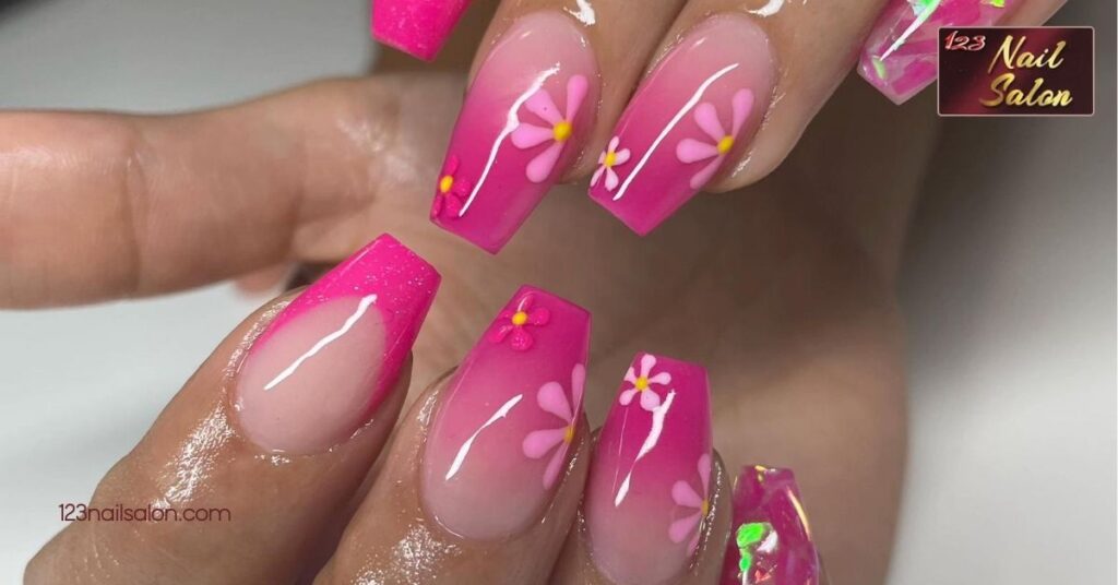 Ombre Pink Acrylic Nails