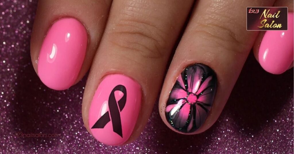 10 Creative Breast Cancer Awareness Nail Ideas to Show Your Support This October 2 Pink Ribbon Nail Art
