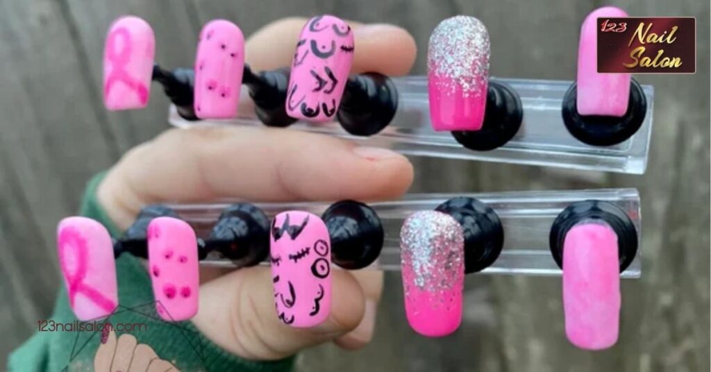 10 Creative Breast Cancer Awareness Nail Ideas to Show Your Support This October 3 Polka Dot Breast Cancer Nails