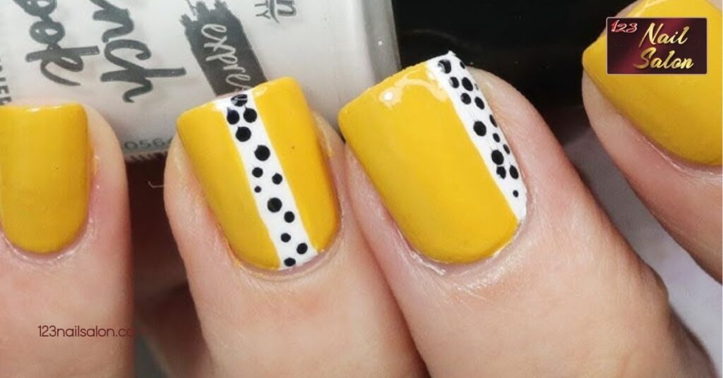 30 Stunning Yellow Nail Ideas to Brighten Up Your Style All Year Round 10 Polka Dot and Striped Patterns