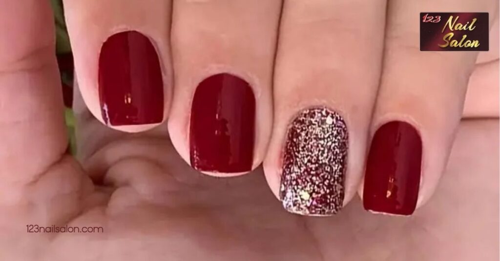 10 Creative Holiday Nail Ideas to Shine Bright at Your Next Festive Gathering 3 Red Glitter Accent