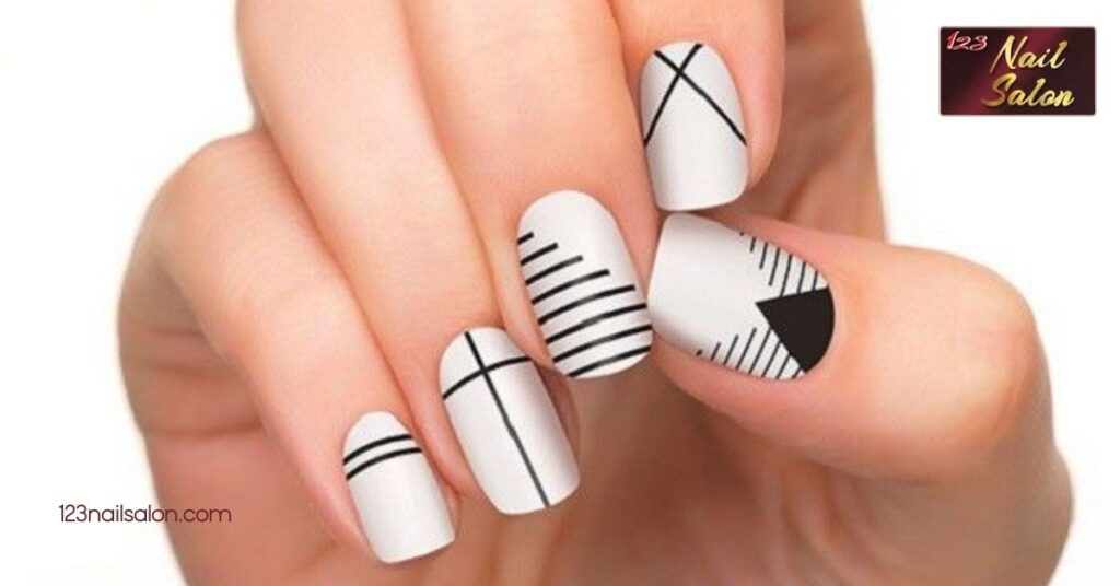 Stunning Nail Art Ideas in Black and White: Elevate Your Style Today 8 Simple Lines and Shapes