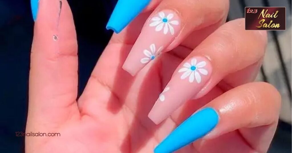 20 Stunning Blue Nail Ideas to Elevate Your Style All Year Round 13 Spring Floral Blue Patterns