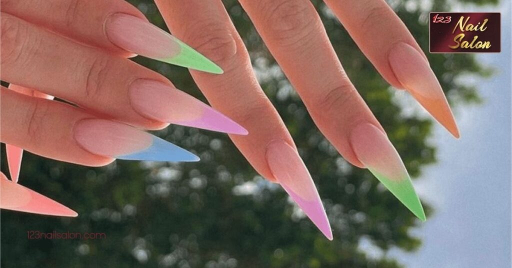 20 Stunning Stiletto Nail Art Ideas to Elevate Your Manicure Game 7 Spring Themed Stiletto Nails