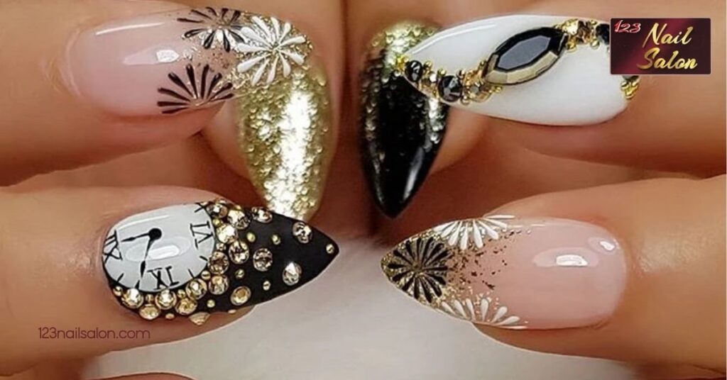 10 Stunning Nail Art Ideas for New Year: Sparkle Your Way into 2025 1 Trendy Nail Art Ideas for New Year