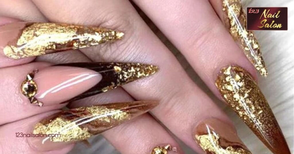 25 Stunning Gold Nail Ideas to Elevate Your Manicure for Every Occasion 3 Unique Gold Foil Designs