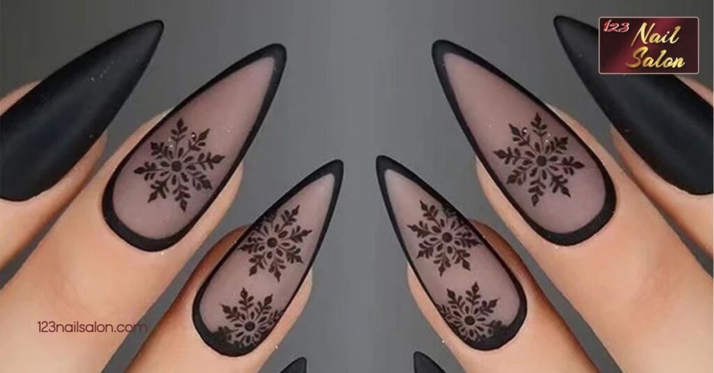 Unleash Your Dark Side: 25 Stunning Goth Nail Ideas to Elevate Your Style 9 Winter Inspired Goth Nail Styles