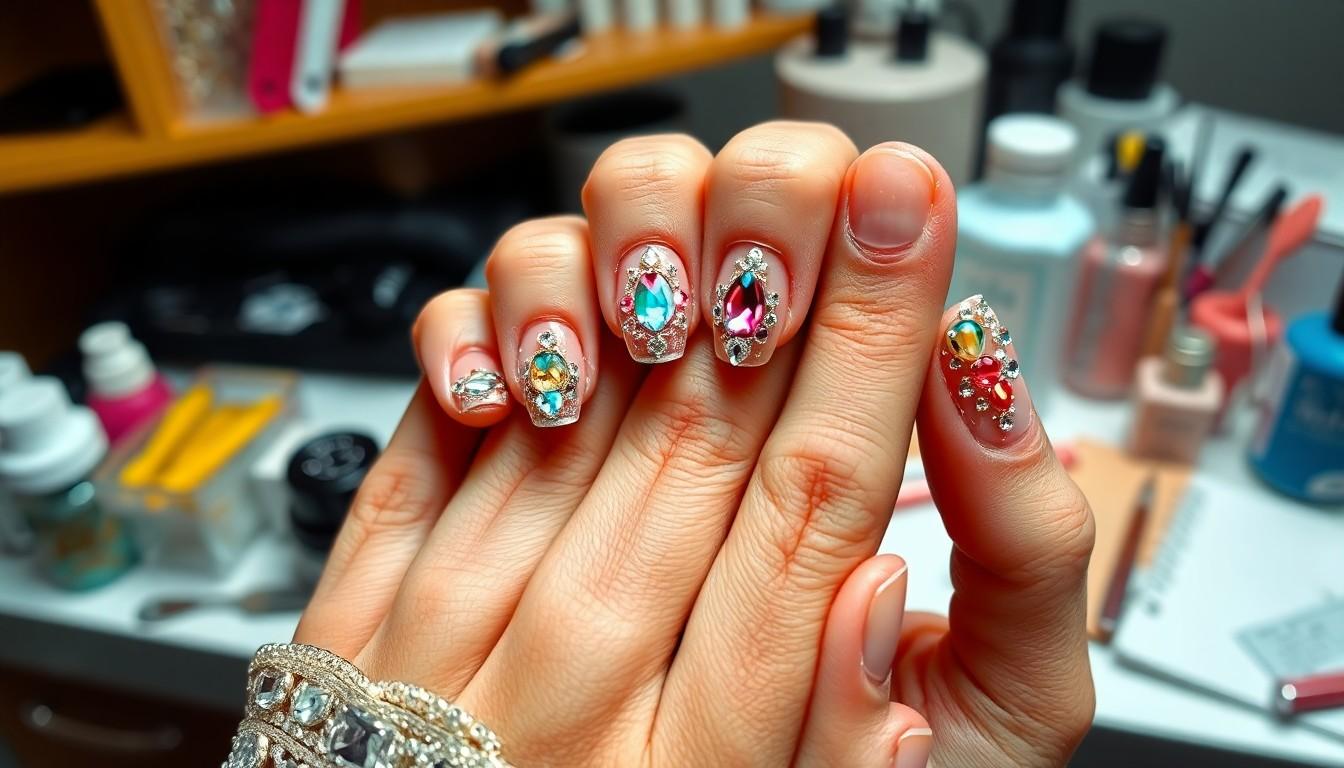 10 Stunning Gem Ideas for Nails: Elevate Your Manicure with Crystal Elegance 18 10 Stunning Gem Ideas for Nails: Elevate Your Manicure with Crystal Elegance 17
