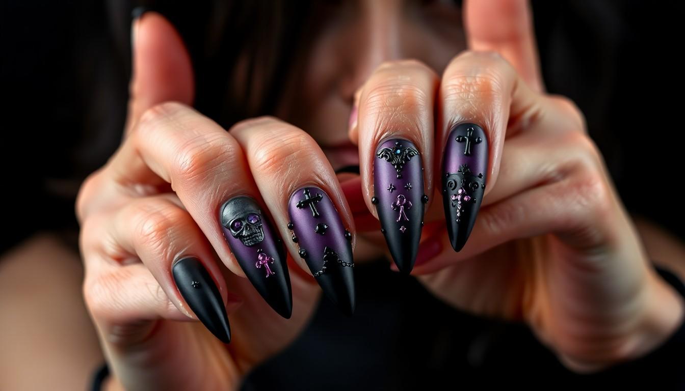 15 Stunning Purple and Black Nail Designs for Bold Manicure Lovers 4 15 Stunning Purple and Black Nail Designs for Bold Manicure Lovers 3