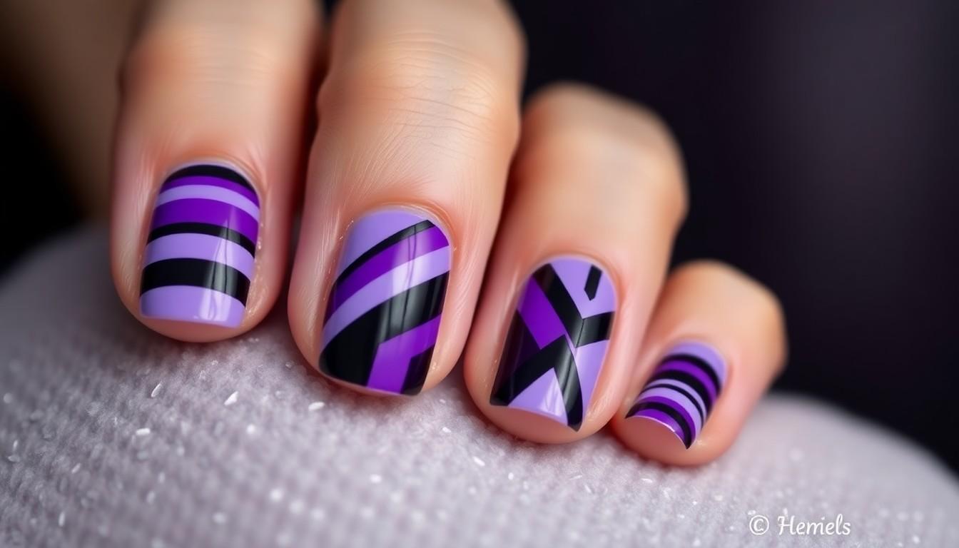 15 Stunning Purple and Black Nail Designs for Bold Manicure Lovers 6 15 Stunning Purple and Black Nail Designs for Bold Manicure Lovers 5