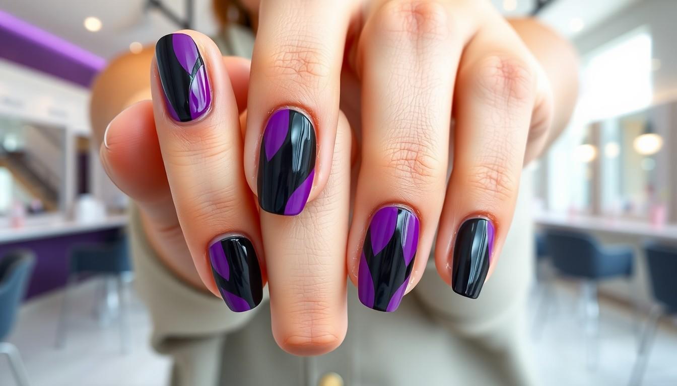 15 Stunning Purple and Black Nail Designs for Bold Manicure Lovers 14 15 Stunning Purple and Black Nail Designs for Bold Manicure Lovers 13