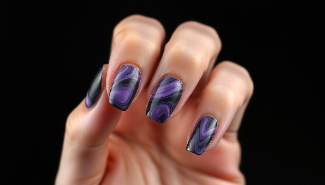 15 Stunning Purple and Black Nail Designs for Bold Manicure Lovers 10 15 Stunning Purple and Black Nail Designs for Bold Manicure Lovers 9