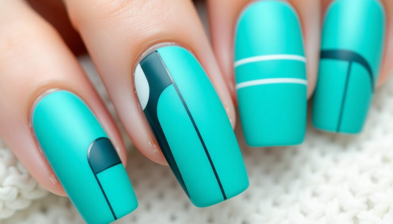 20 Stunning Turquoise Nail Ideas: From Marble Effects to Glittery French Tips 5