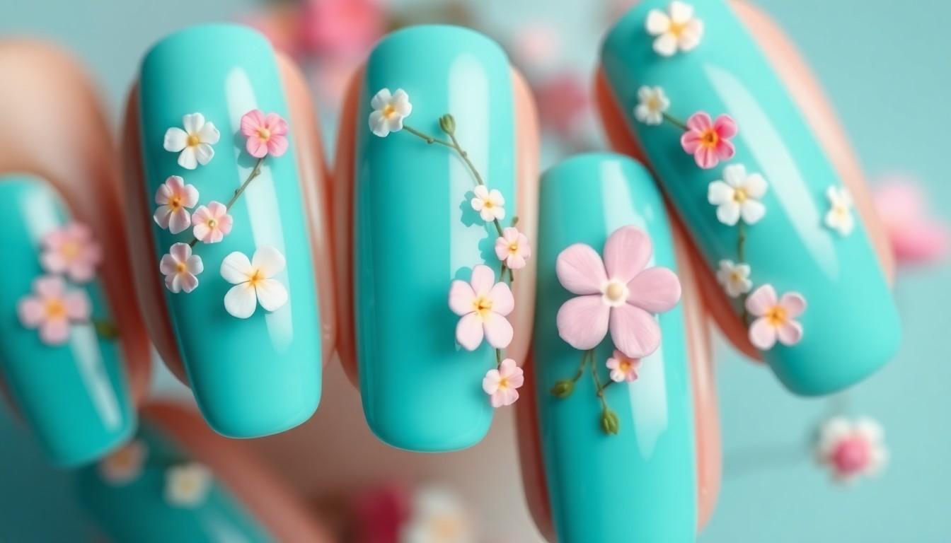 20 Stunning Turquoise Nail Ideas: From Marble Effects to Glittery French Tips 11