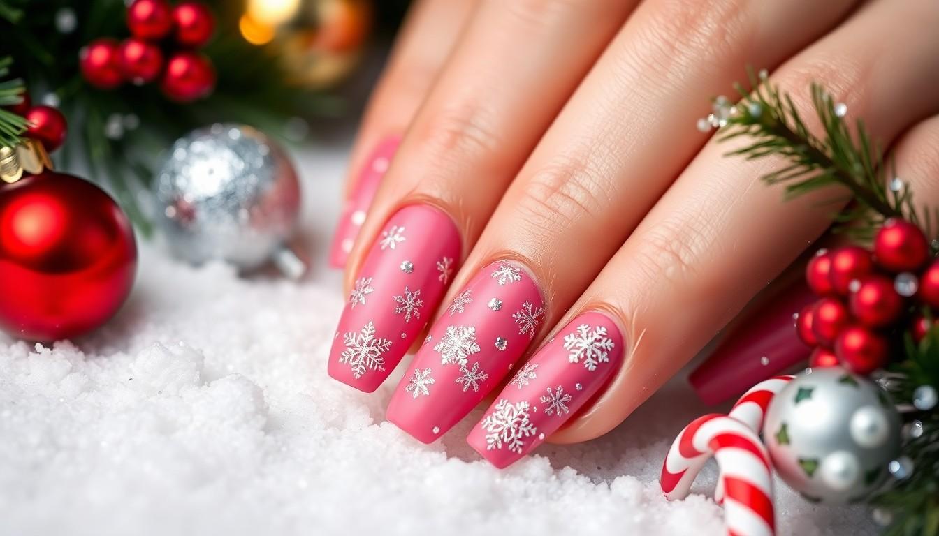 20 Glamorous Pink Christmas Nail Ideas for Holiday Magic | Festive 2025 Designs 16 20 Glamorous Pink Christmas Nail Ideas for Holiday Magic | Festive 2025 Designs 15