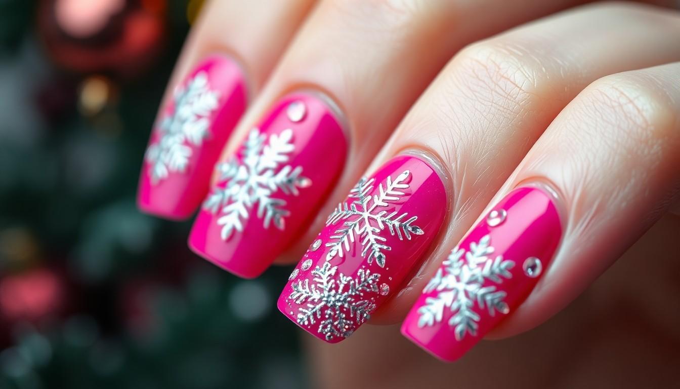 20 Glamorous Pink Christmas Nail Ideas for Holiday Magic | Festive 2025 Designs 2 20 Glamorous Pink Christmas Nail Ideas for Holiday Magic | Festive 2025 Designs 1