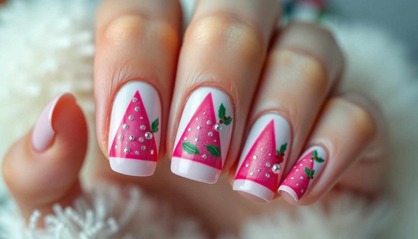20 Glamorous Pink Christmas Nail Ideas for Holiday Magic | Festive 2025 Designs 8 20 Glamorous Pink Christmas Nail Ideas for Holiday Magic | Festive 2025 Designs 7