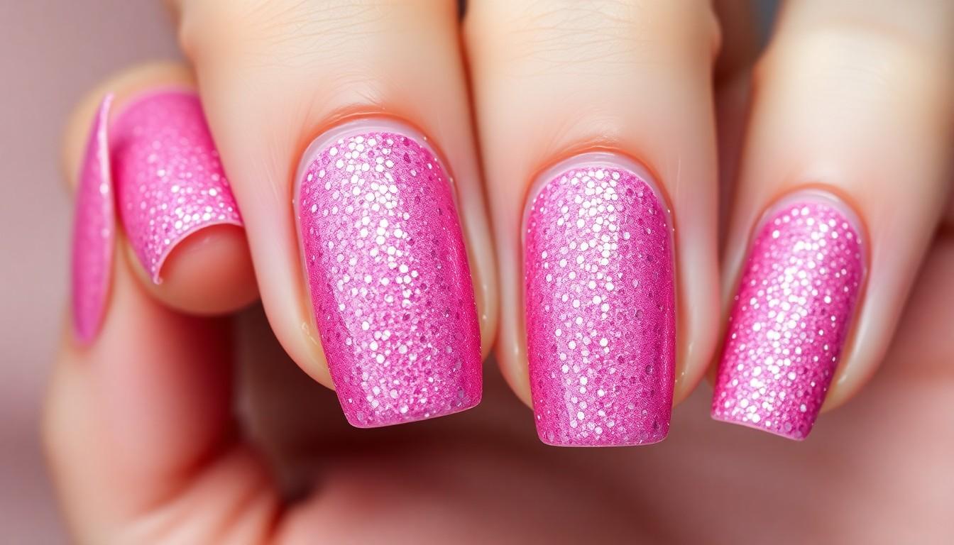 15 Stunning Pink Glitter Nail Ideas for Every Occasion | Sparkle in Style 4 15 Stunning Pink Glitter Nail Ideas for Every Occasion | Sparkle in Style 3