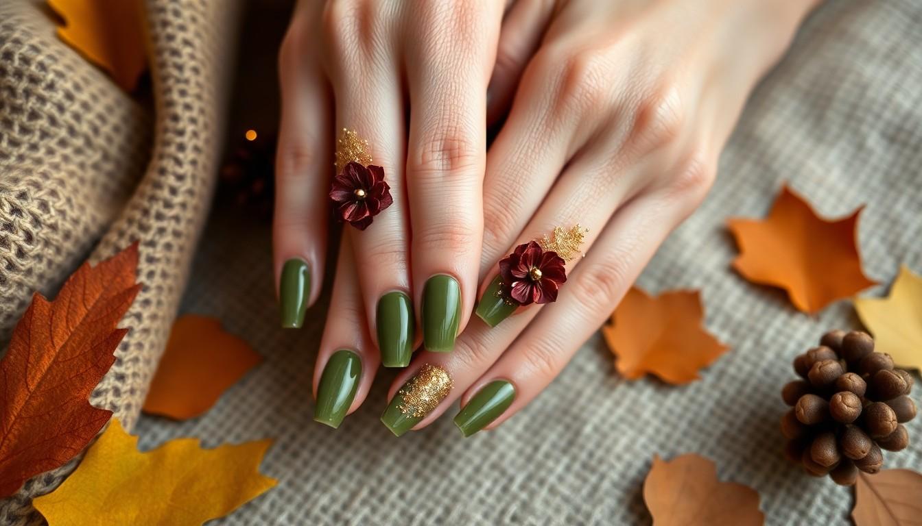 15 Trending Olive Green Nail Ideas For Every Season (2025) 10 15 Trending Olive Green Nail Ideas For Every Season (2025) 9