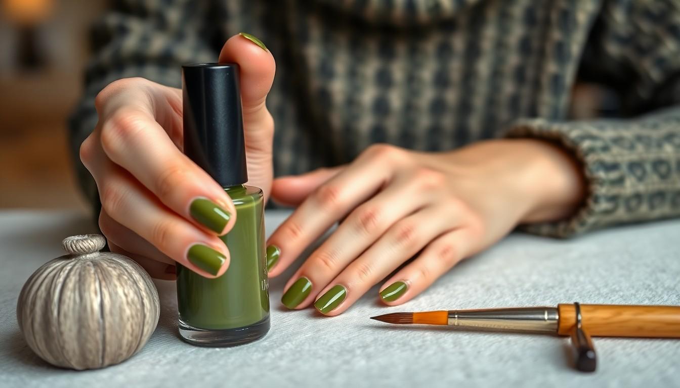 15 Trending Olive Green Nail Ideas For Every Season (2025) 16 15 Trending Olive Green Nail Ideas For Every Season (2025) 15