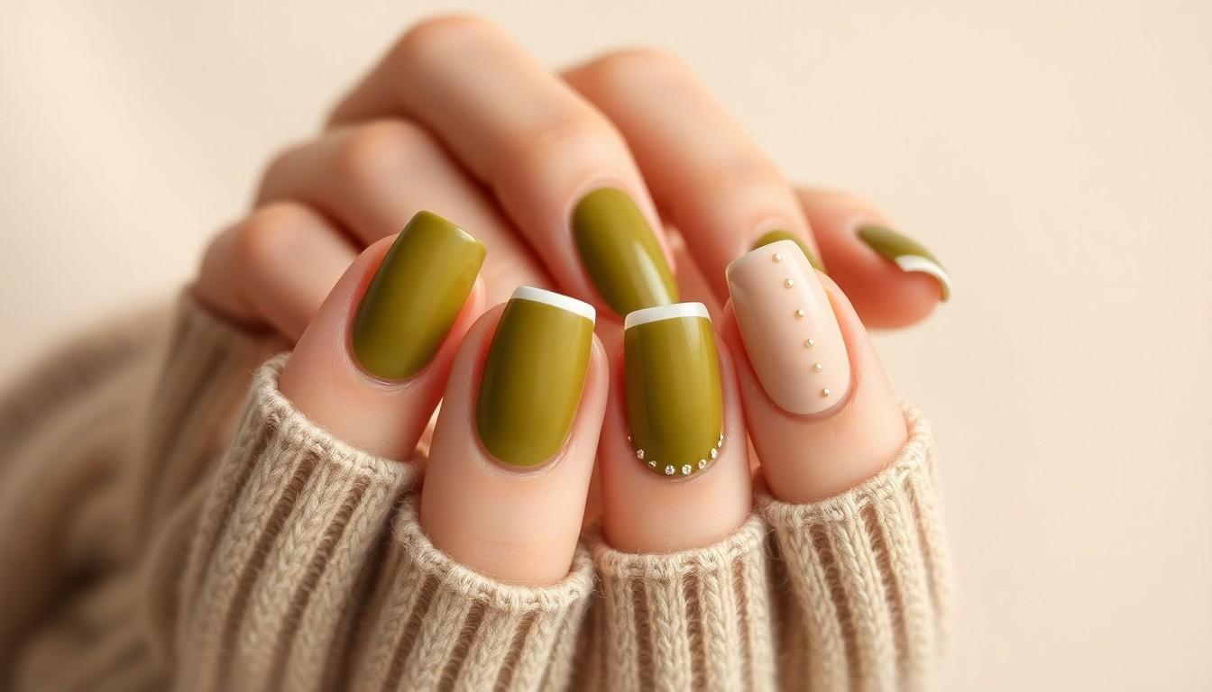 15 Trending Olive Green Nail Ideas For Every Season (2025) 8 15 Trending Olive Green Nail Ideas For Every Season (2025) 7